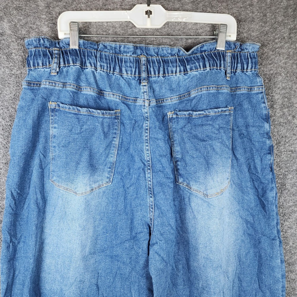 ADGN Wide Leg Jeans Women 2XL Blue Paperbag Elastic Drawstring Denim Pants - Picture 6 of 9